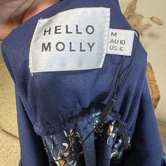 Hello Molly Falling In Style Floral Midi Dress Waist Tie Size 6 High Low Wedding - Picture 9 of 11